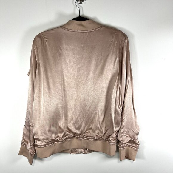 Calvin Klein Jeans Woman Puffy Satin Bomber Jacket Size Large Pink New With Tags - Picture 11 of 13